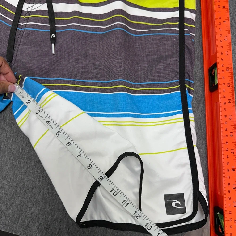 Rip Curl Swim Trunks Striped Board Shorts‎ Drawstring Pocket Surf Size 32